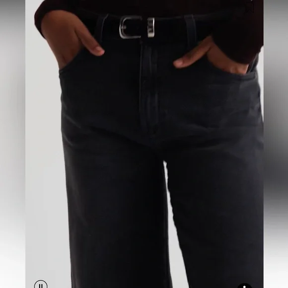 AG Saige Wide Leg Crop High-Rise Fit Size 30 Color Black - Picture 4 of 16